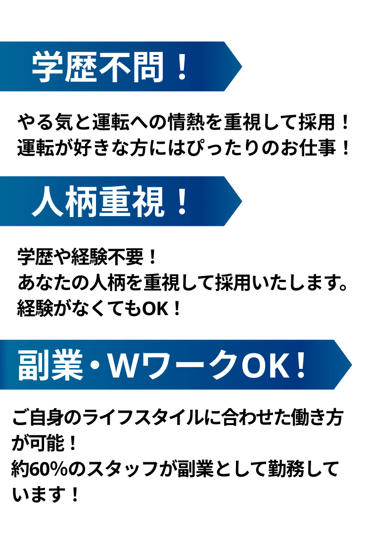 学歴不問人柄重視副業・WワークOK!