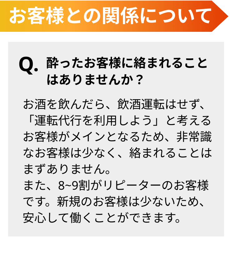 お客様との関係について
